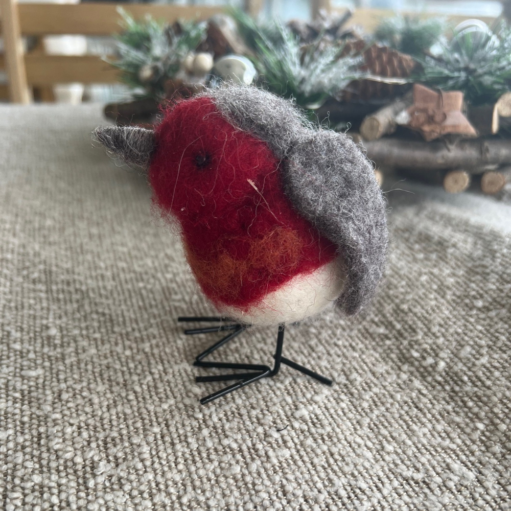 Wool Standing Red Robin Christmas Decor