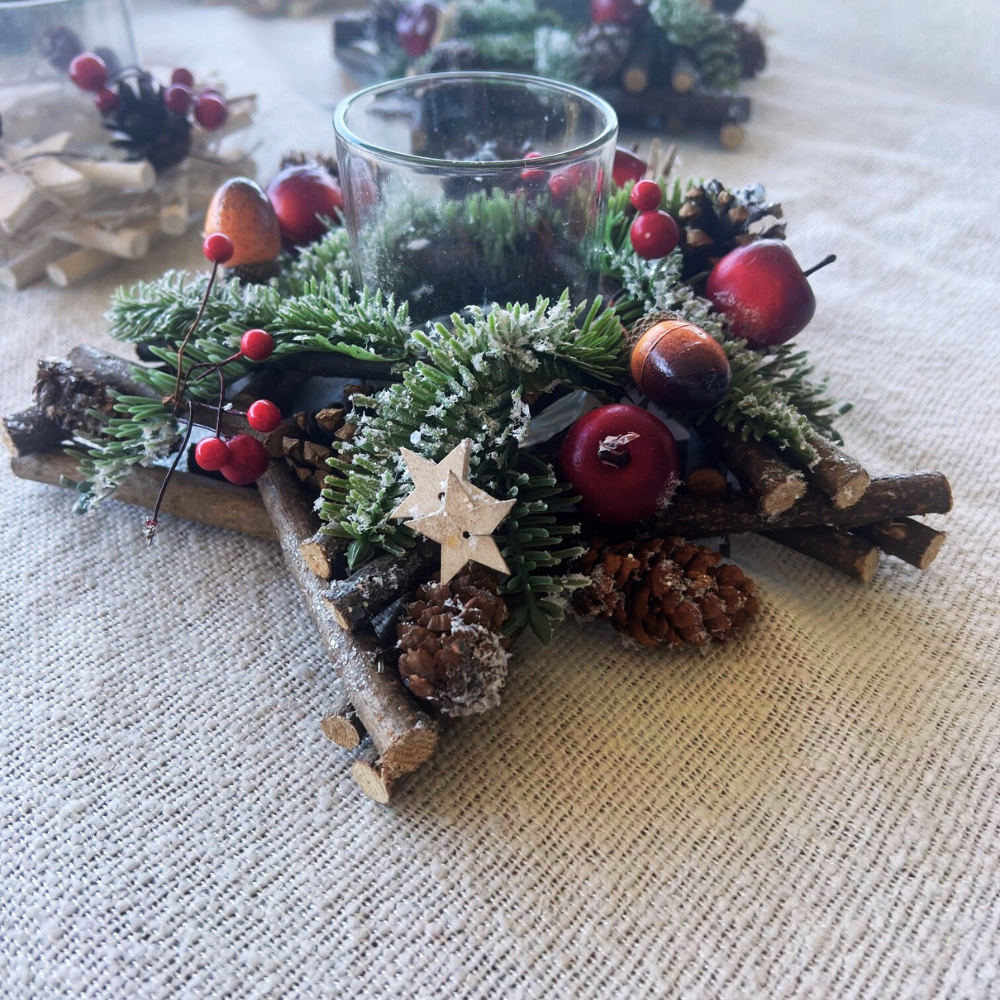Tealight Holder Star Filbert Christmas Table Decoration
