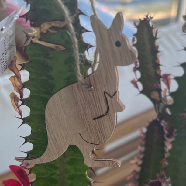 Set of 6 Timber Kangaroo Hanging Decoration