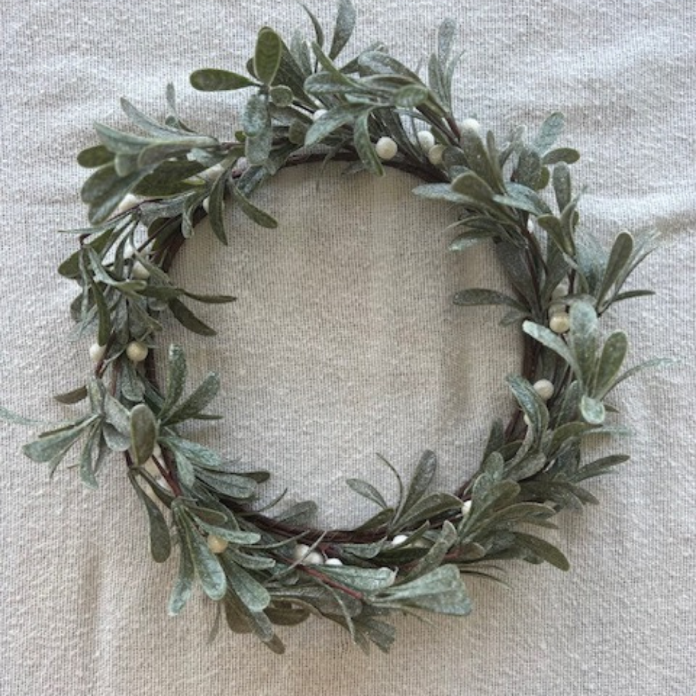 Mistletoe Wreath Glitter Sage Green