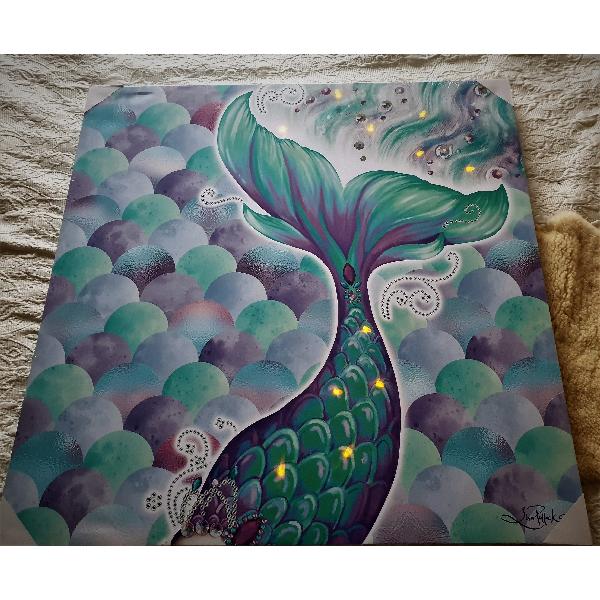 Mermaid Canvas LED Wall Art 80cm