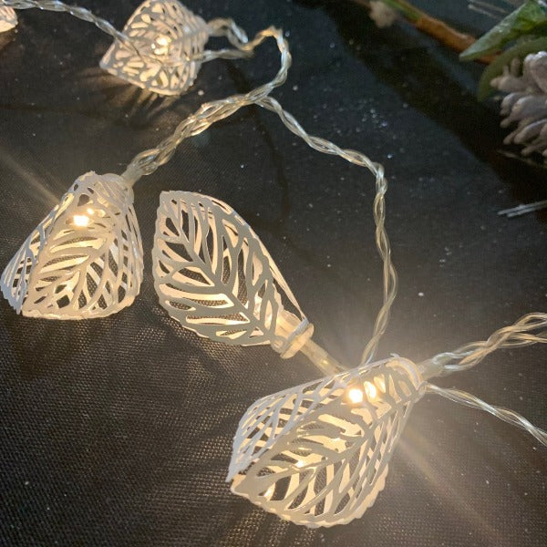 Metal Leaves White String Light