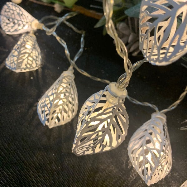 Metal Leaves White String Light